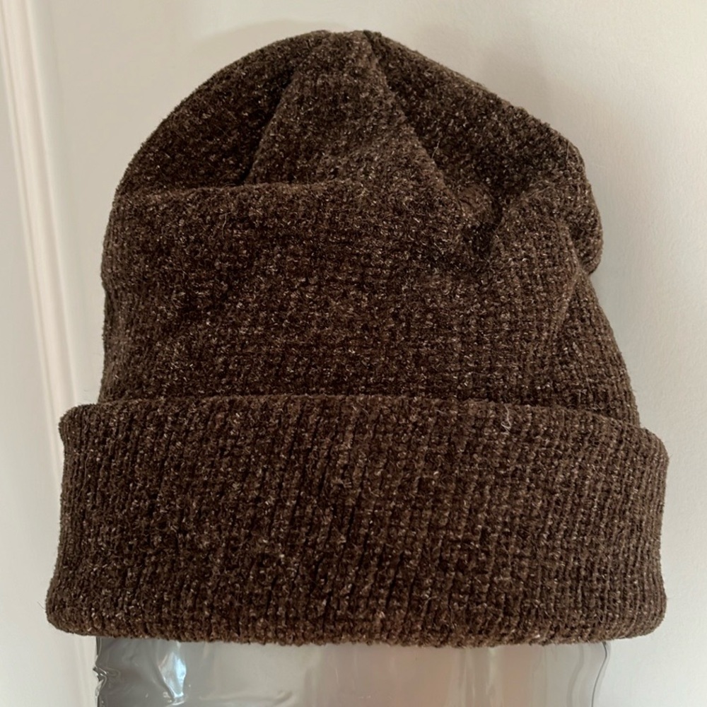 Brown knitted cap one size fits all